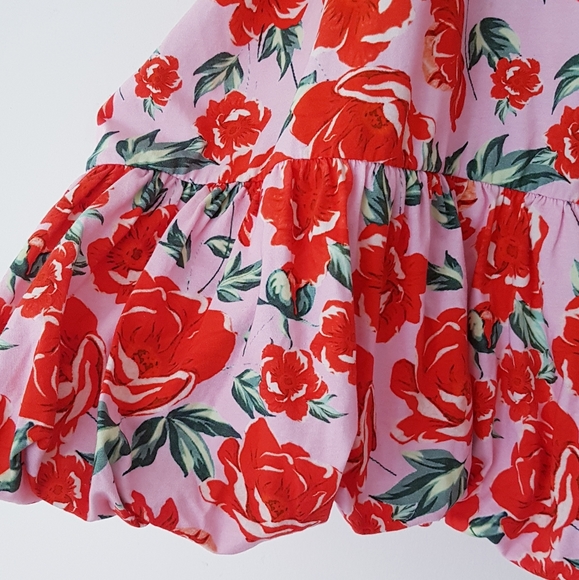 ASOS Pink & Red Roses Bubble Hem Short Dress - Picture 7 of 13